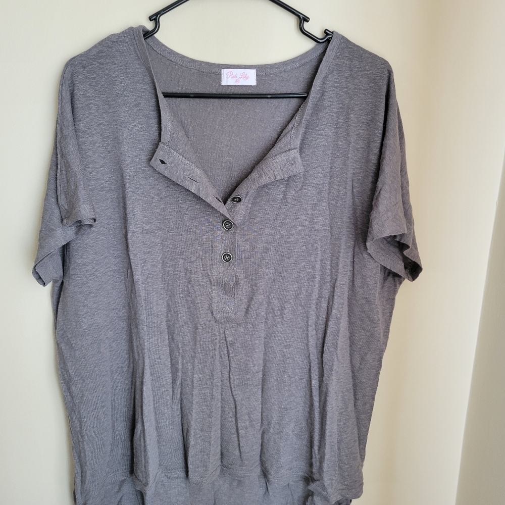 Pink Lily Henley Shirt - NEVER WORN